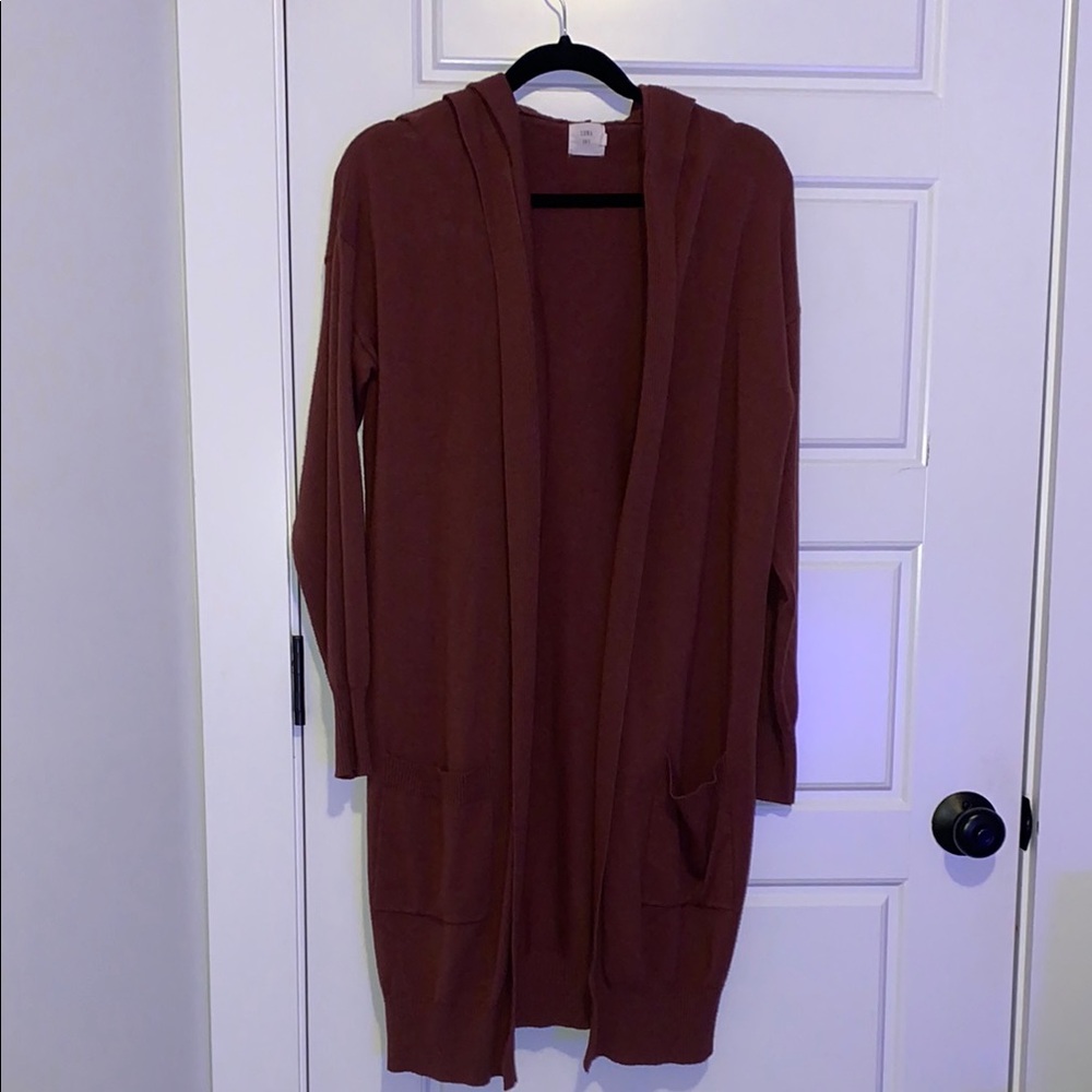 Women's Mauve Hooded Cardigan Sweater